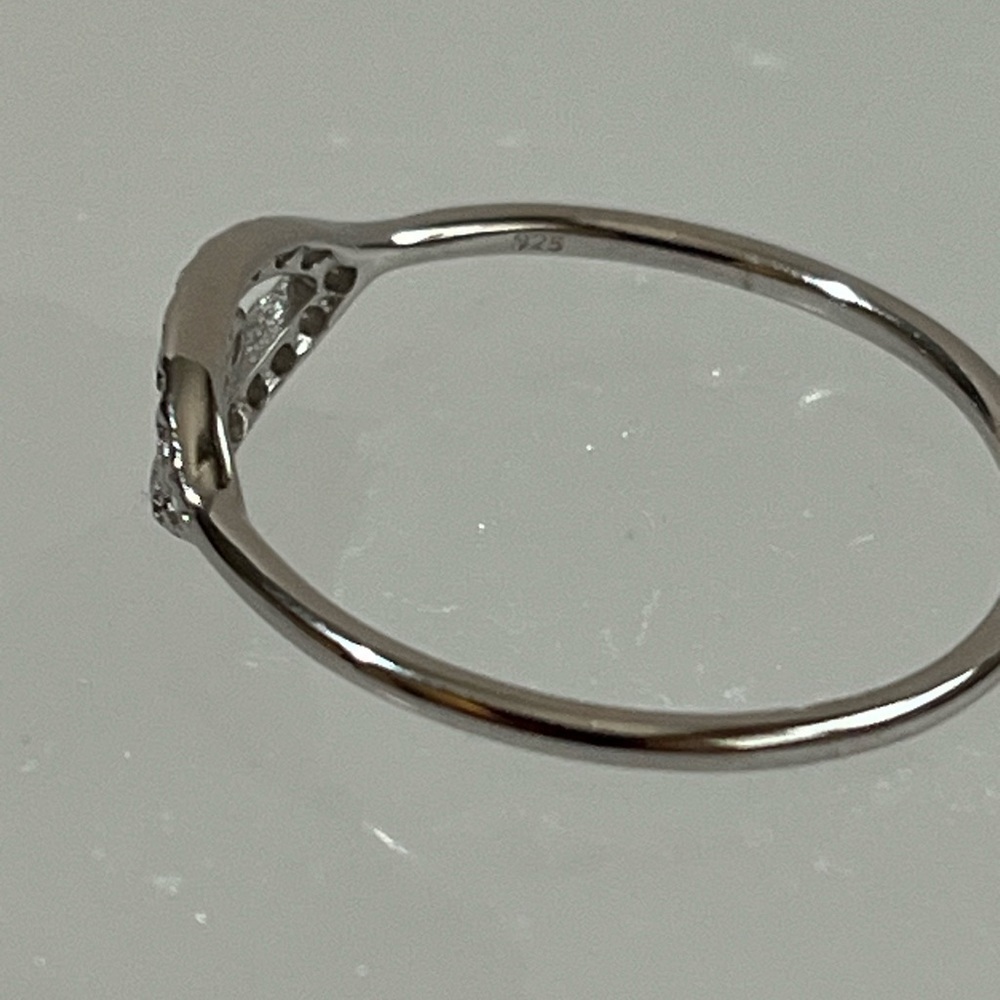 Solid 925 Sterling Silver Dainty Evil Eye Ring Cu… - image 3